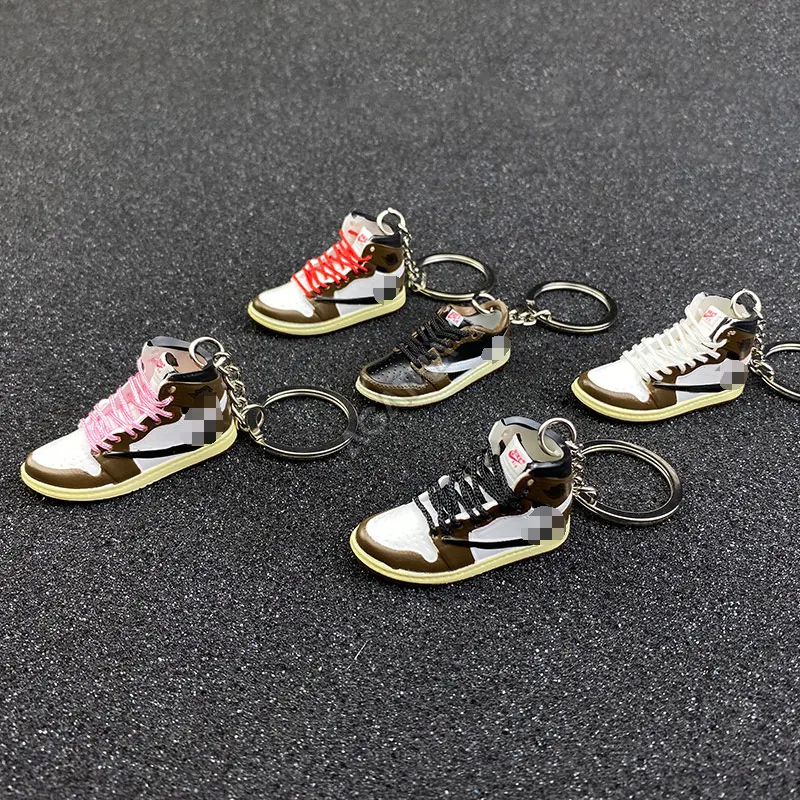 Gift set travis scott custom pvc little AJ 1 keyring lanyard with box mini shoe air jordan sneaker keychains wholesale
