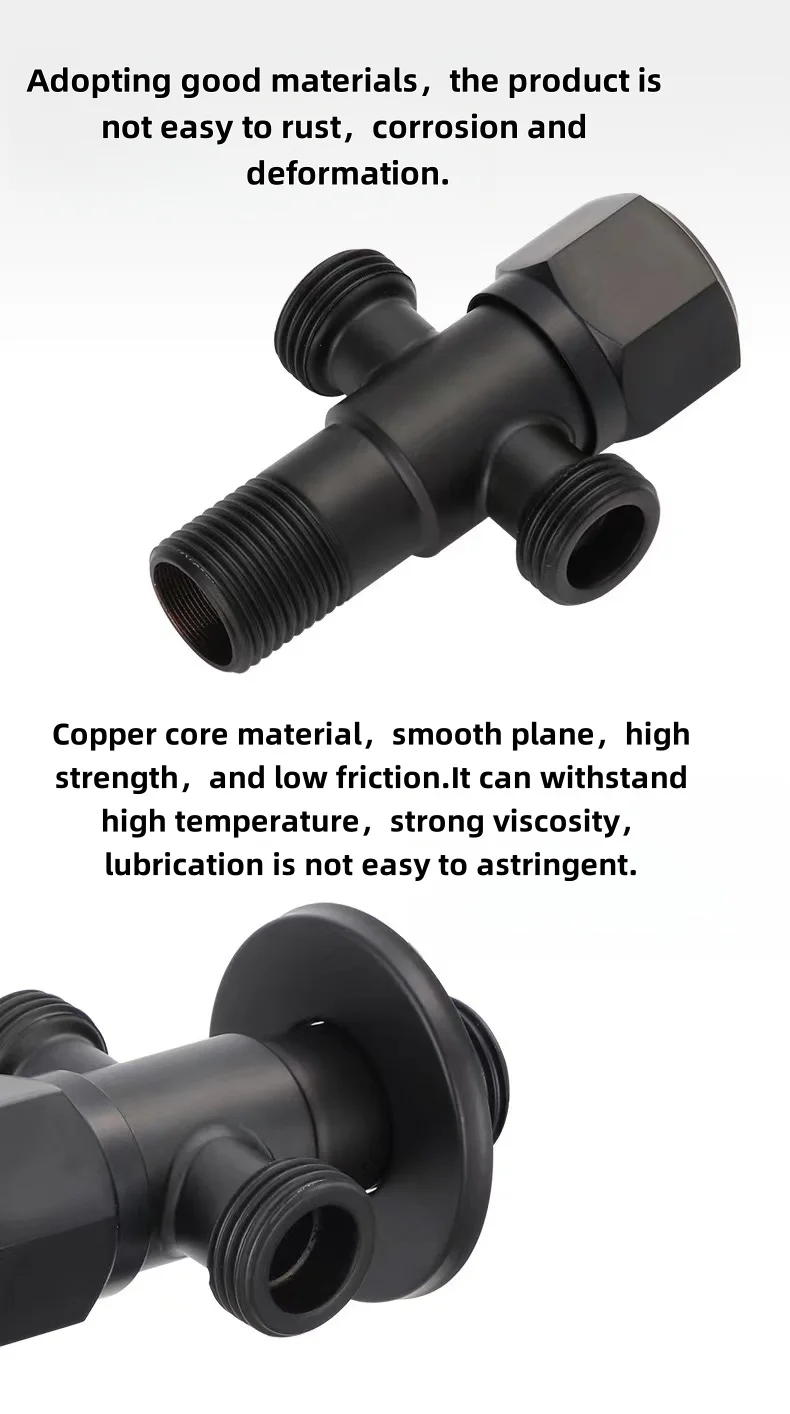 Factory Direct Cheap Price Stainless Steel Water Stop Valve Hot Sale G1/2 Matte Black Sus 304 Angle Valve