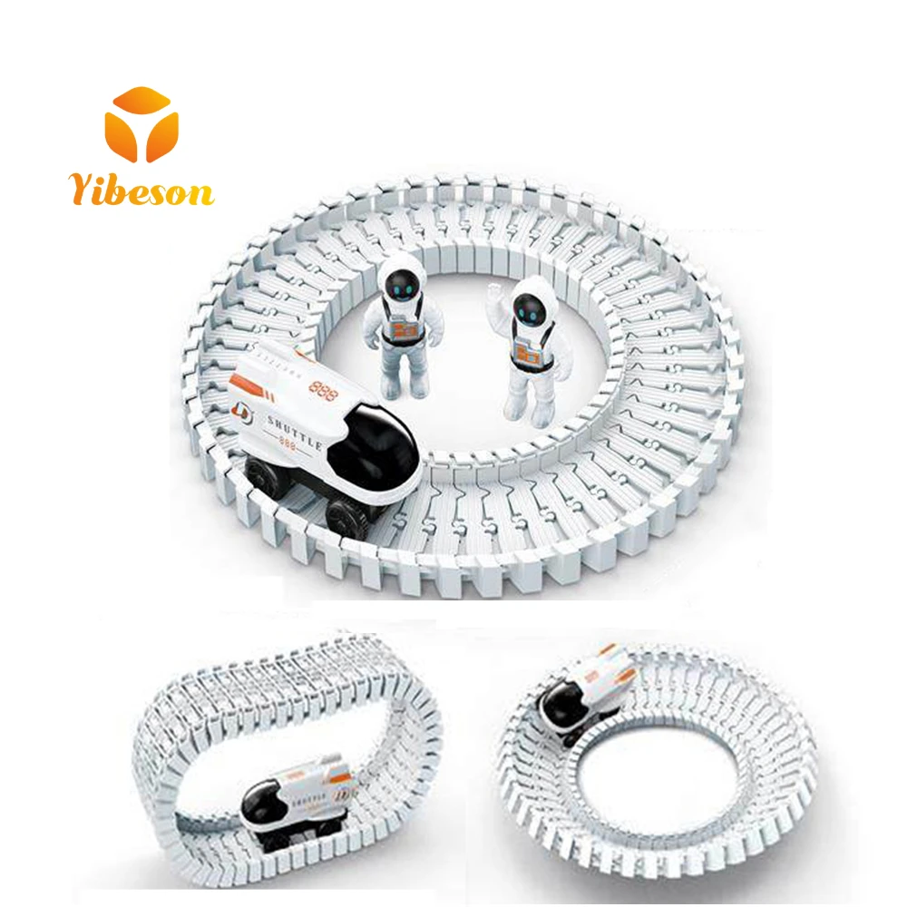 Children Interesting DIY Assemble Astronaut Spaceship Outer Space Series Electric Plastic Railway Flexible Track Car Toy