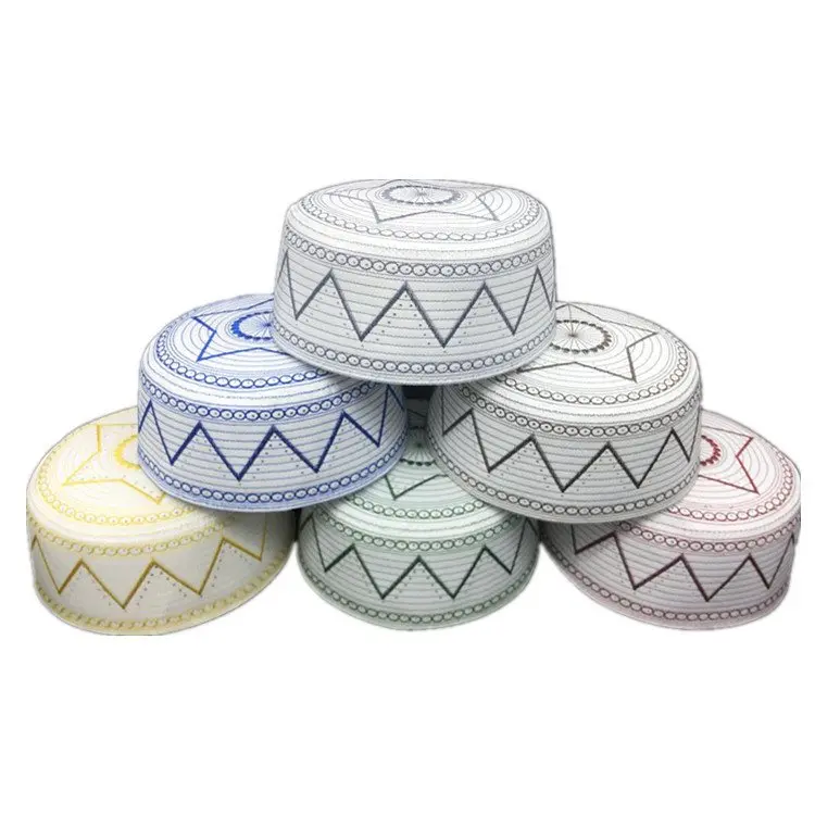 2022 wholesale cheap white boys men muslim baotou hat cap knitting kufi topi crochet taqiyah prayers cap man islamic hijab hat