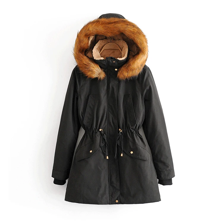 New Fashion Luxury Windproof Long Trench Coat Womens Zipper Peacoat Jacket With Fur Collar
