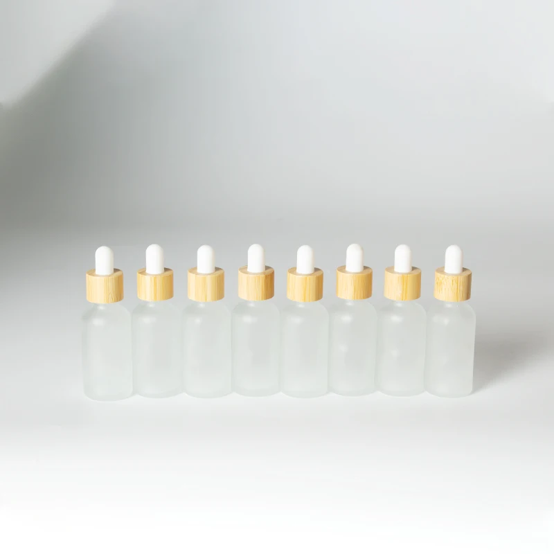 High Quality Bamboo Lid Cosmetic Dropper Bottle