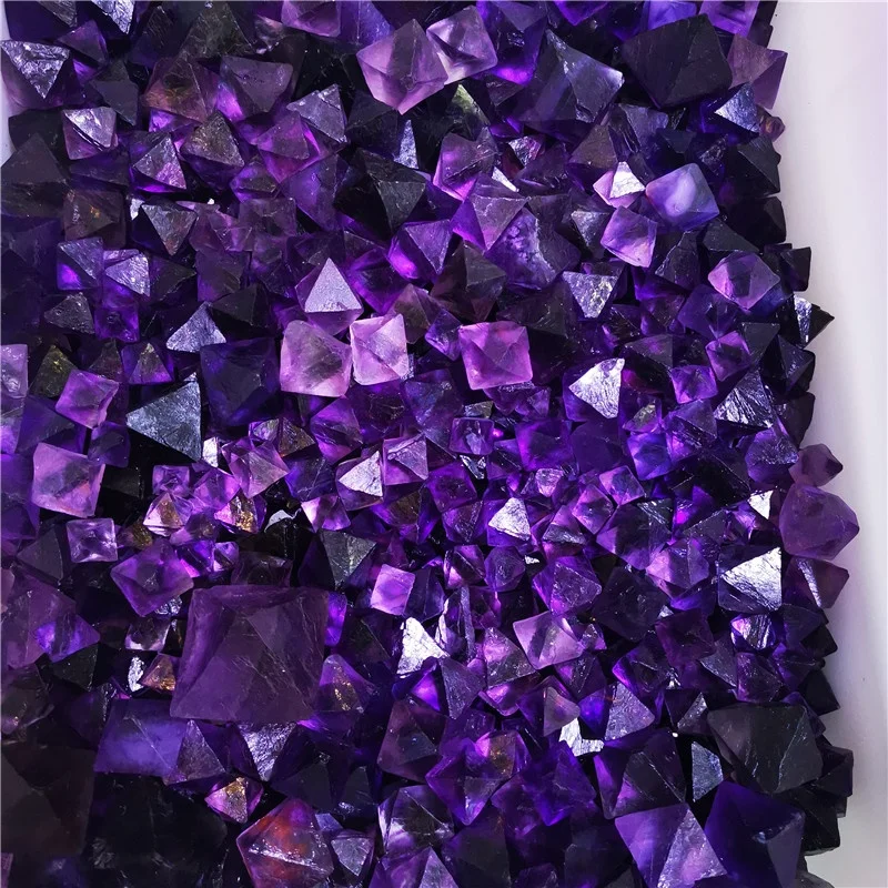 Wholesale Natural High Quality Crystal octahedral Quartz Stone Polyhedra Blue Purple Fluorite Octahedron Pyramid
