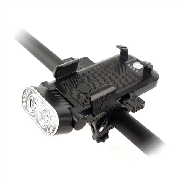 Handlebar Portable USB Rechargeable Bicycle Accessories Bike Led Head Light with Phone Holder Horn for Night Riding