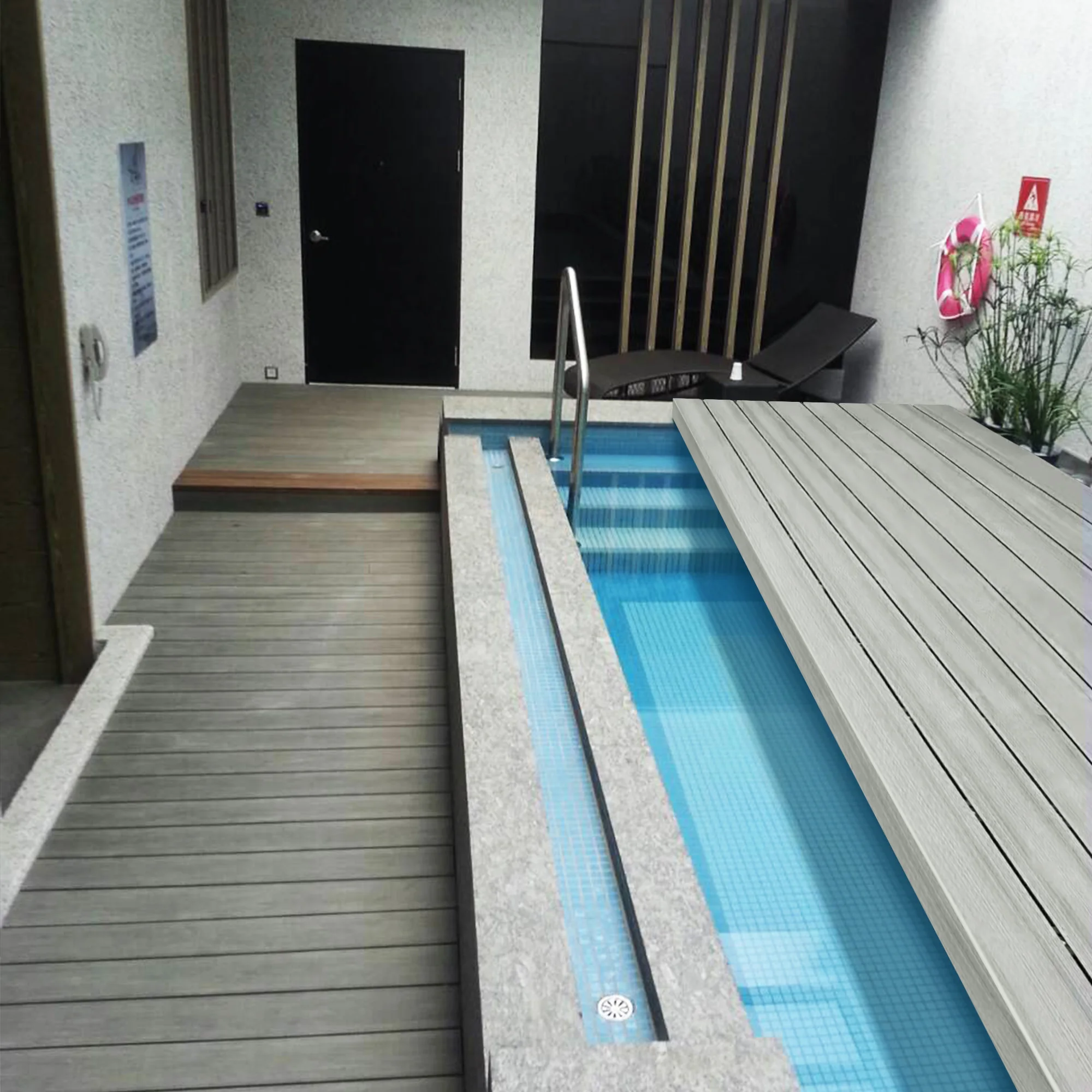 Factory ASA double sides co-extruded PVC composite decking boards for outdoor floor