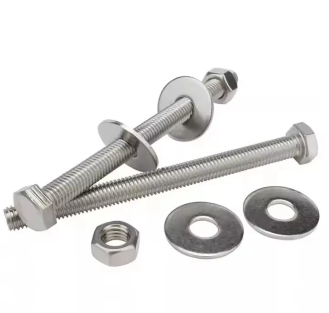 DIN912 SS304 SS316  OEM Supply Stainless Steel Hex Head Bolt Extra Long Hex Head Bolts with Belt Gasket