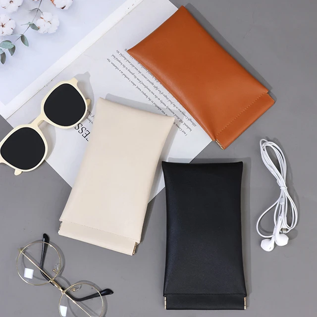 2024 New Arrival Easy Carry Makeup Brushes Storage Bag Auto Closing Soft PU Glasses Storage Bag
