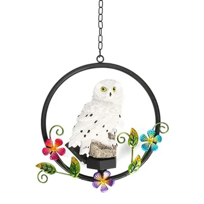 Железная подвеска в виде попугая, светодиодная смола, ручная работа, сад, наружный водонепроницаемый ландшафт, сад, солнечный свет