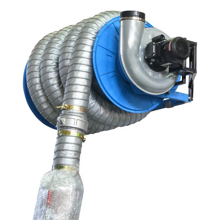 Heavy Duty Motorized Exhaust Hose Reel with Fan for military and agricultural vehicle fume extraction system
