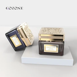 Wholesale Wide Mouth  Srcrew Cap Decorative 50G Black Unique Brown Custom Square Empty Bakhoor 1 Oz Glass Jar With Lid