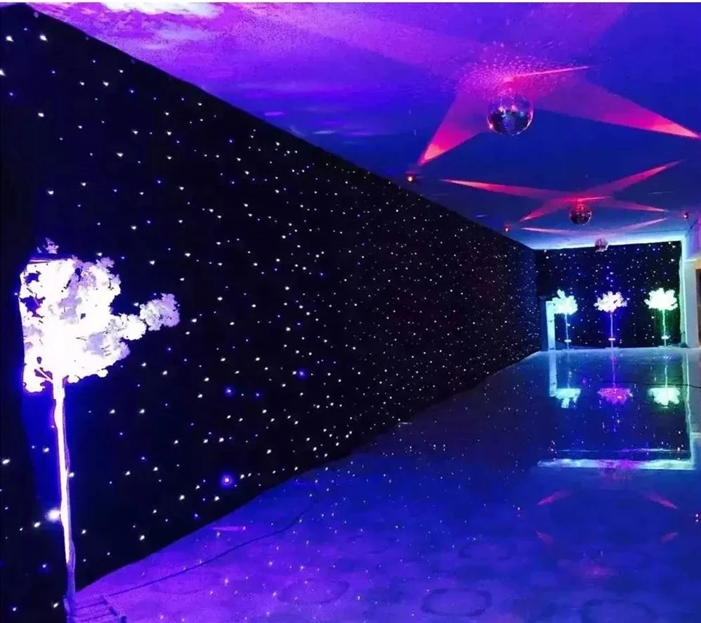 Высококачественный светодиодный фон сине-белый светодиод звезда ткань звездное небо занавеска DMX512 управление для сцены паба DJ свадебное событие шоу