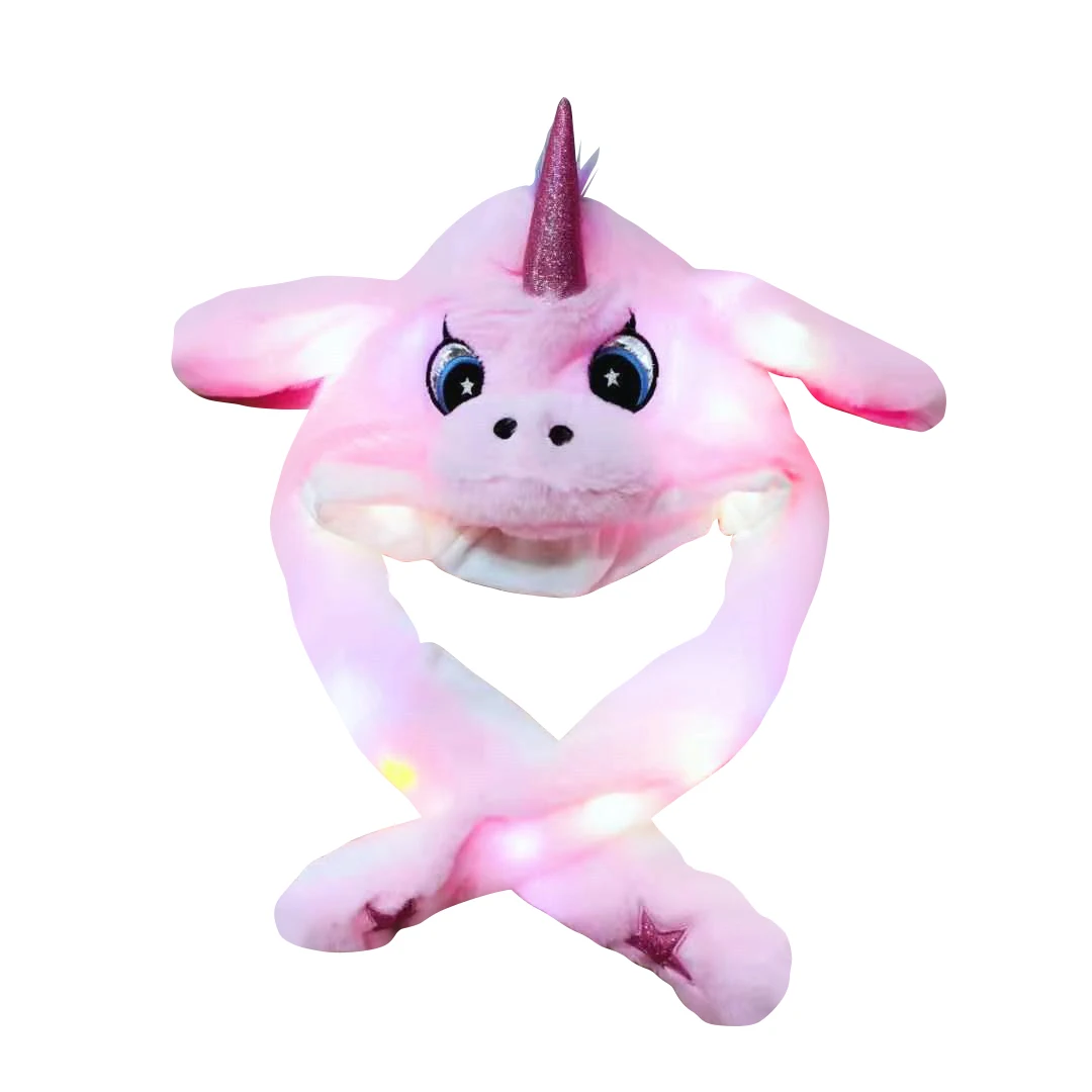 Customizable Glow fun imitation animal fur glow warm hat cold weather moving ears plush hat