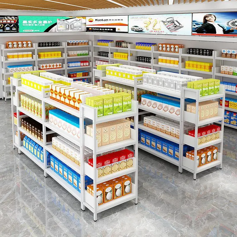 Wholesale Customized Store Shelves Display Racks Double Sided Heavy Duty Grocery Store Storage Racks Multi-Layer Racks