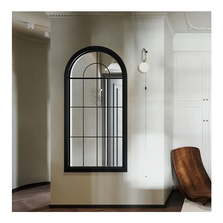 Interior design arched aluminum alloy glass window grille design