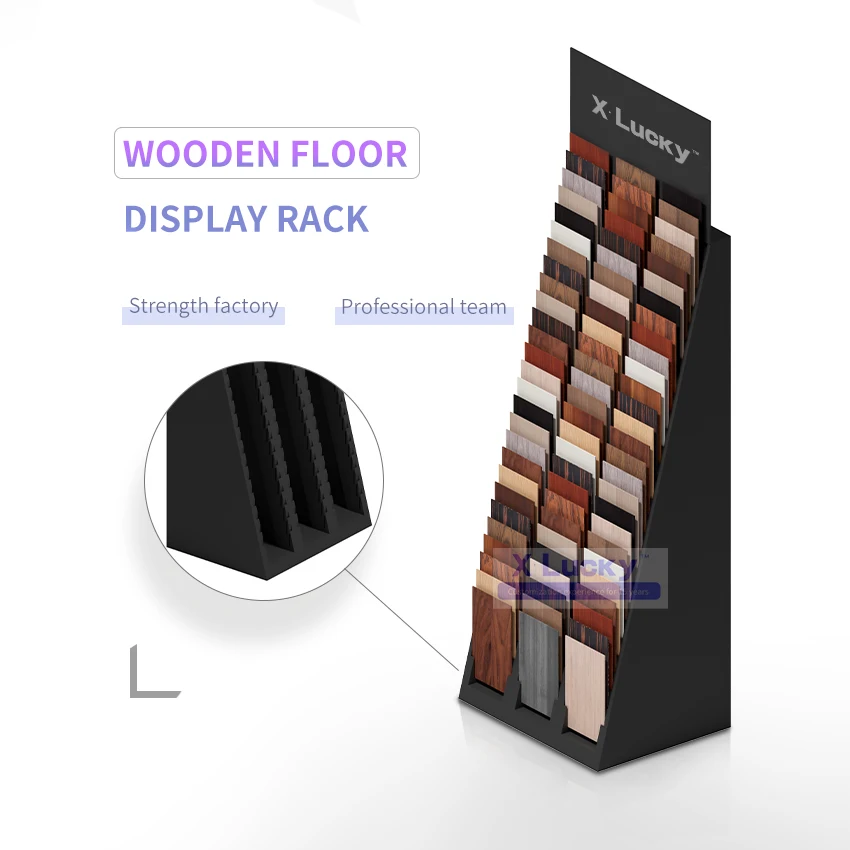 Factory sale sample wood product slab design floor metal exhibition showroom tile quartz stand cabinet stone display rack