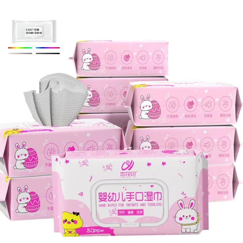 Baby Wet Wipes 50pcs Wholesale Cheap Thickened Spunlace Fabric Non Woven Fabric Baby Wet Wipes For Baby Cleaning