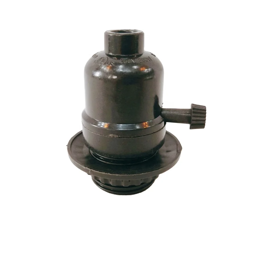 Hot Sale Vintage Black Bakelite Lamp Holder E27 E26 Knob Switch Lamp Socket