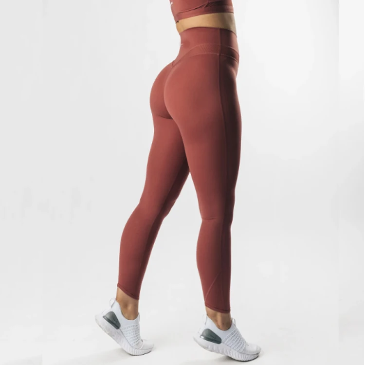 2021 high quality neon womens peach zip up v shape activewear leggings dry plus size