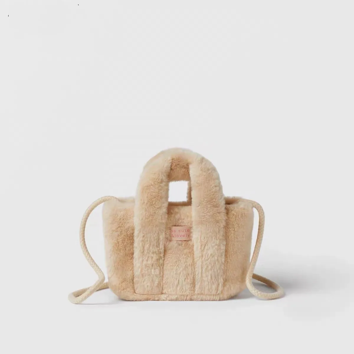 Mini Plush Tote Bag Portable Ladies Tote Bag Custom Logo Shopping Bag