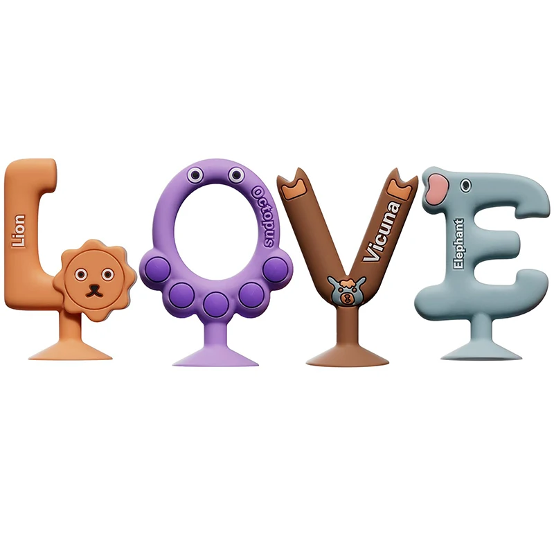 Wholesale Custom Alphabet Silicone Toys Eco Friendly Organic Baby Teether Bpa Free Silicone 26 Letters Diy Baby Teething Toys