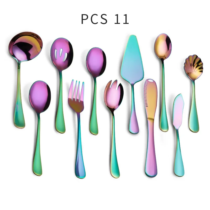 Daily Use 6 Pieces Stainless Steel Silverware Serving Set Hostess Serving Utensil Set