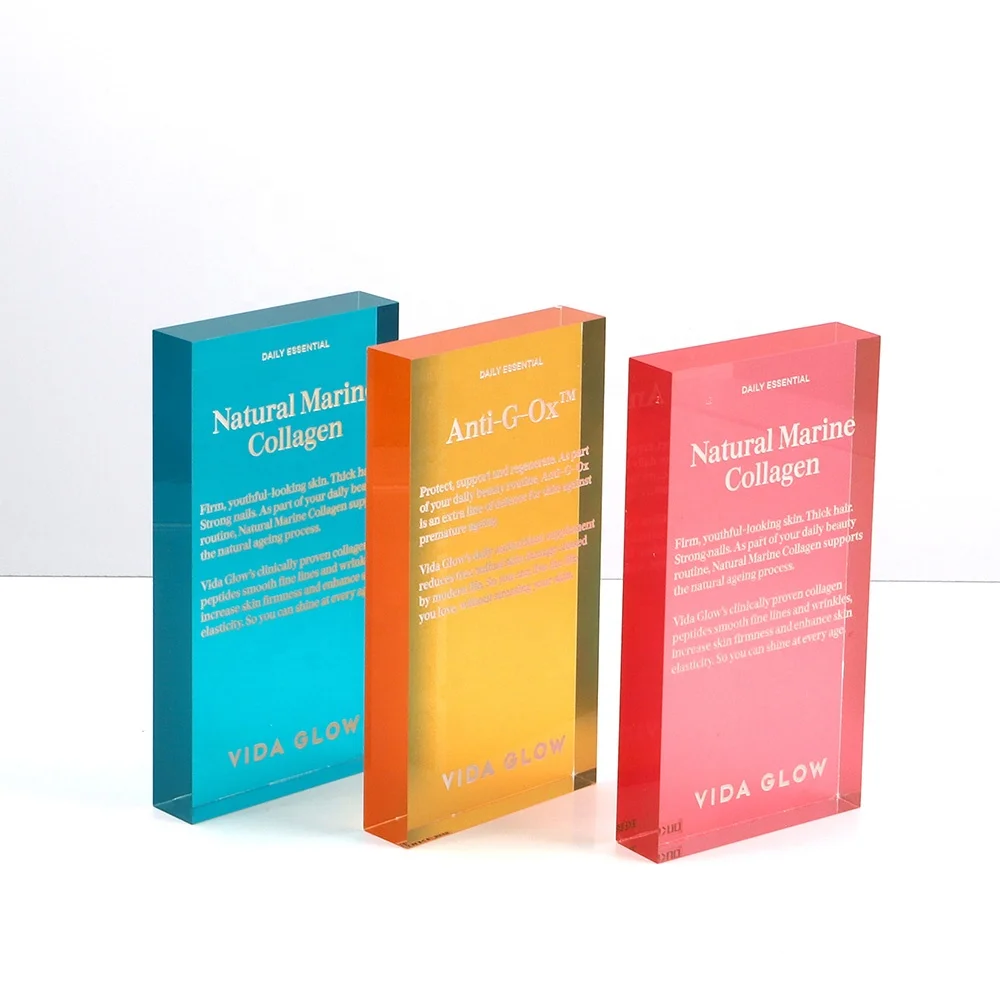 Custom 20mm Clear Acrylic  Block  Display Acrylic Logo Block