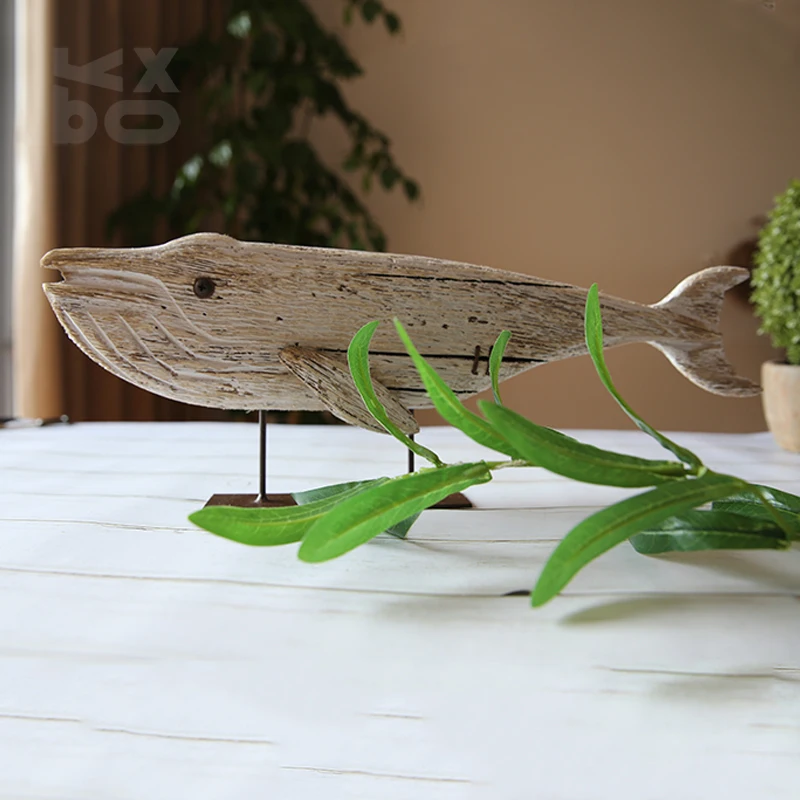 
YBOX vintage handmade standing wooden fish home decor 