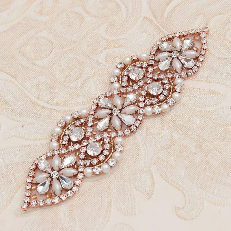 Wholesale Rhinestone applique  Wedding dress rhinestone trims  Beaded sewing bridal crystal silver rhinestone applique