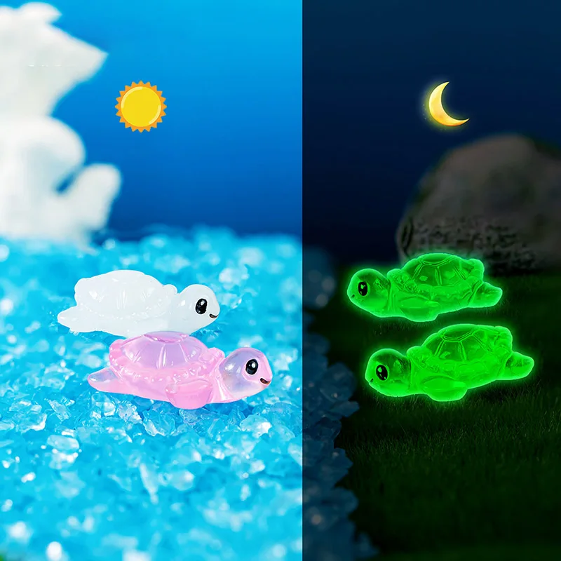 New Glow-in-dark Turtle Mini Fountain Terrarium Fish Tank Accessory Toys Beach Landscape Garden Luminous Aquarium Decoration