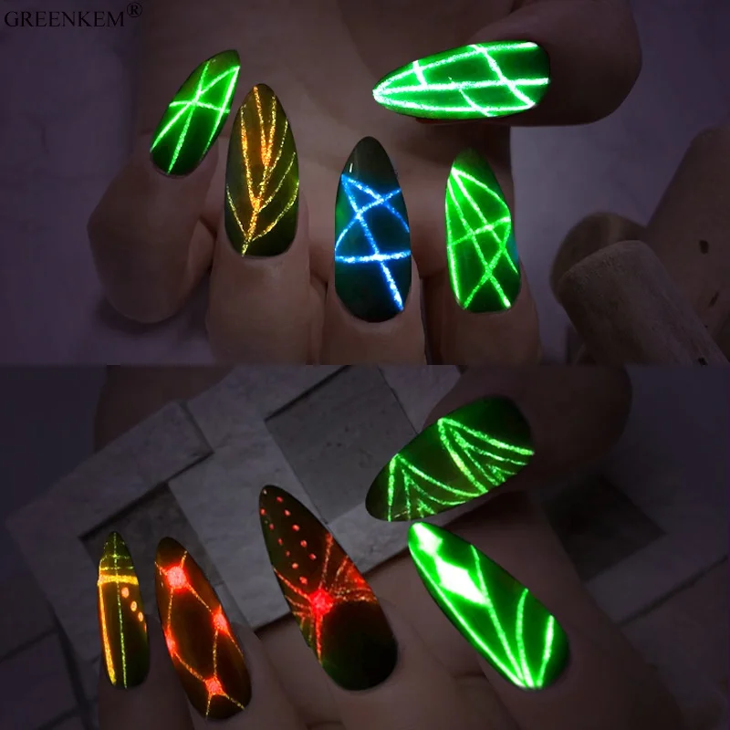 12 Color Halloween Glow in Dark Pull Thread Glue  Custom Logo Luminescent Painting Gel Nail Art
