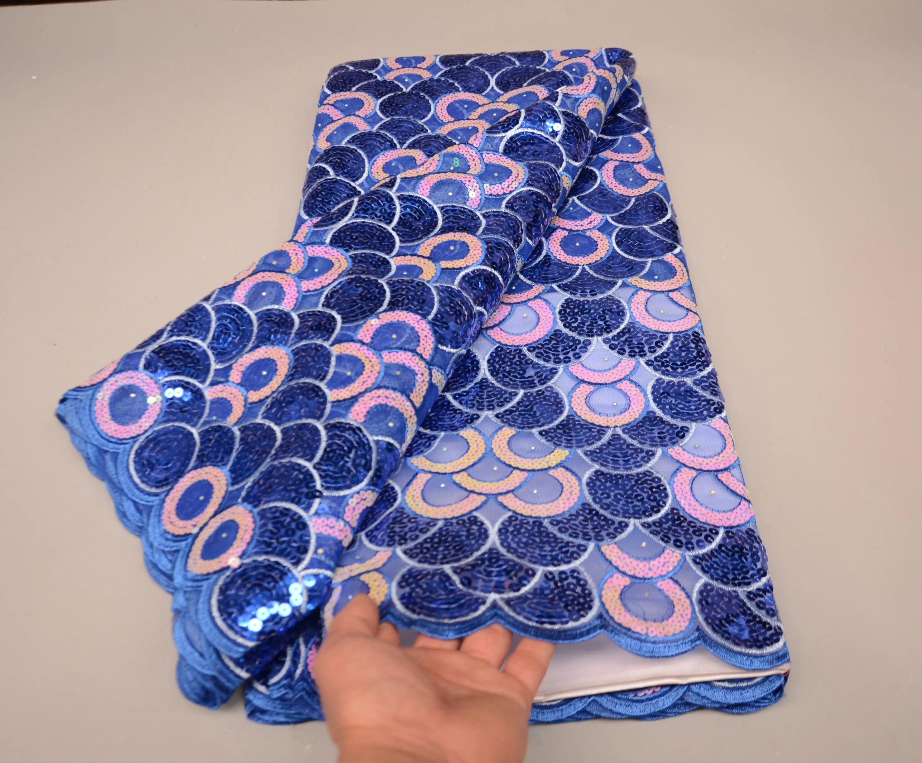 China Factory Wholesale Price Organza African Lace Fabric With Sequins For Women Wedding Party Dresses Wear 5 Yards