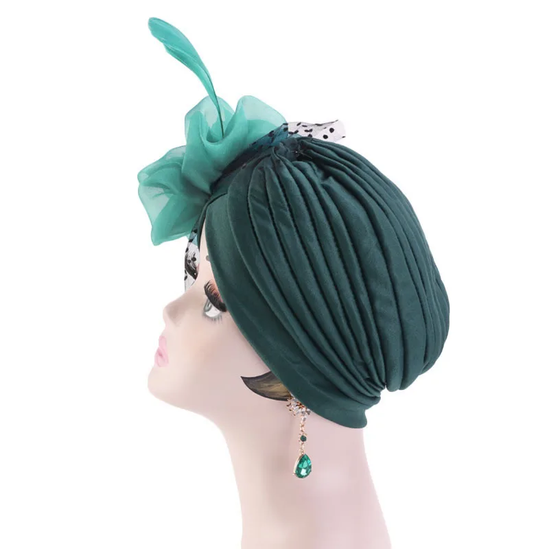 New Style Flower Mesh Feathers Hair Clip Wedding Party Fascinators Hat Turban Hat for Women