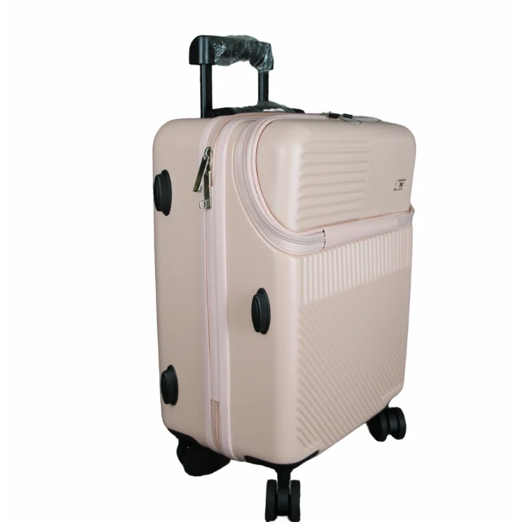 Intelligent Automatic White 20 Inch Usb Port Travel Hard trolley Suitcase Luggages With Front  laptop Pocket PC/ABS luggage