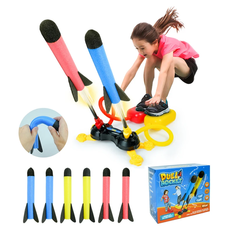 Kid Air Rocket Foot Pump Launcher Toys Sport Game Jump Stomp Outdoor Child Play Set Toy Pressed Rocket Launchers Pedal Games