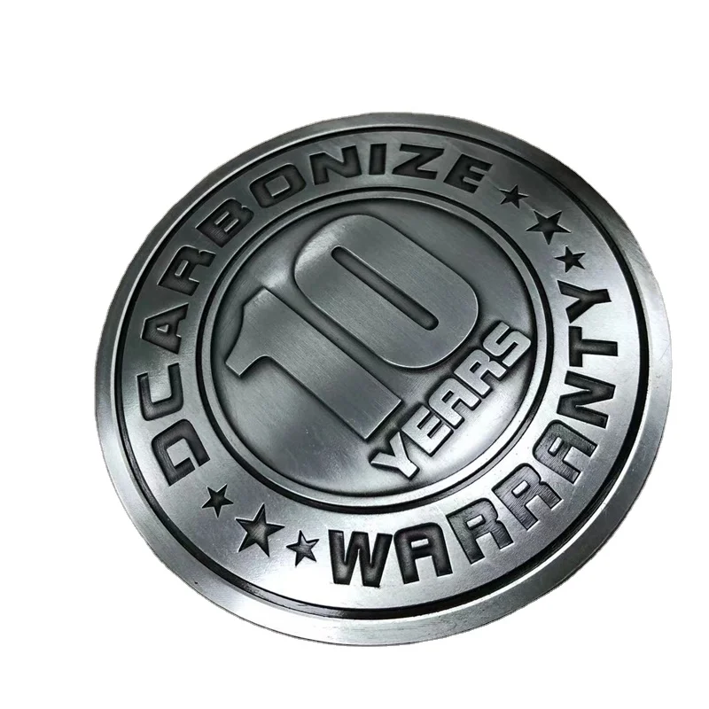 Custom Antique Silver Tag Zinc Alloy Metal Electroplated Number Logo Round Metallic Label