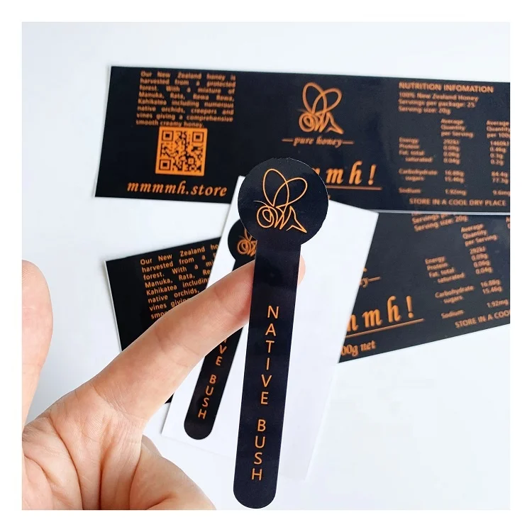 Custom Self Adhesive Honey Jars Bottle Lids Tags Food Packaging Laminated Paper Printing Label Lollipop Seal Sticker