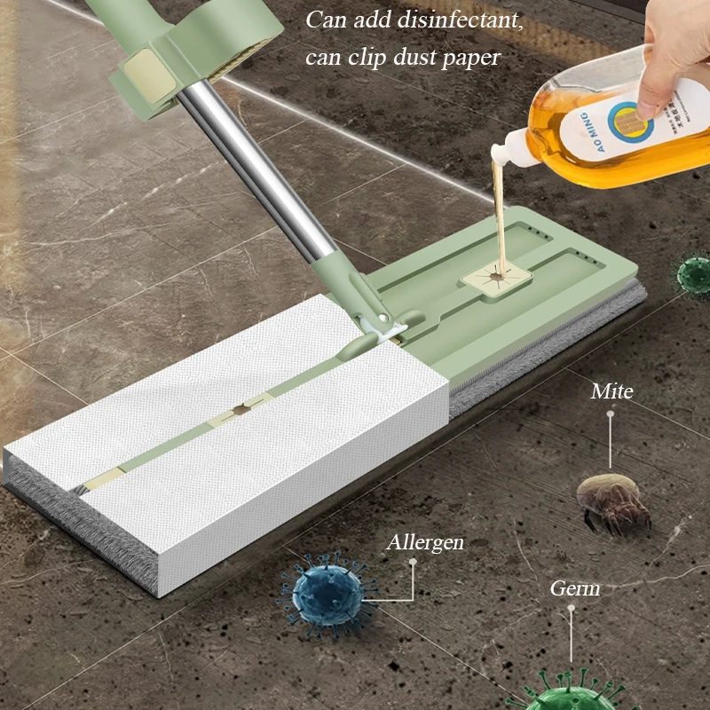 IMAXX Household Microfiber Fabric Squeeze  Flat mop Magic handle lock Hands free Dry and Wet Mop for Cleaning Floor