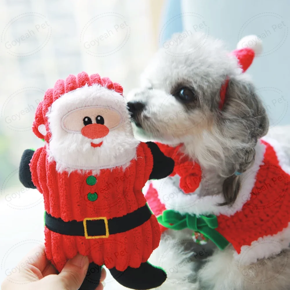 Merry Christmas Gift Dog Toys Santa Reindeer Snowman Squeaky Dog Plush Toy for Xmas