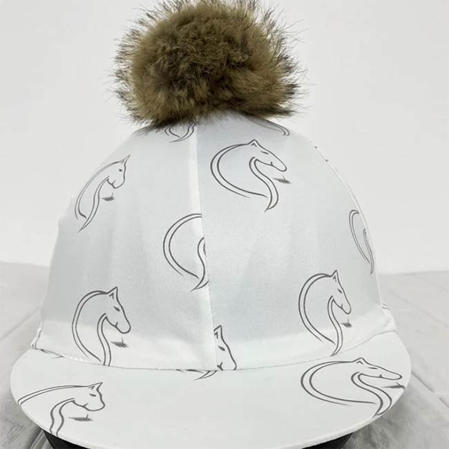 Polyester Elastane Pom Pom Horse Riding Equestrian Helmet Hat Silk Hat Cover