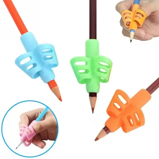 Children Pencil Holder Tools Silicone Two Finger Ergonomic Posture Correction Tools Pencil Grip Writing Aid Grip Wholesale