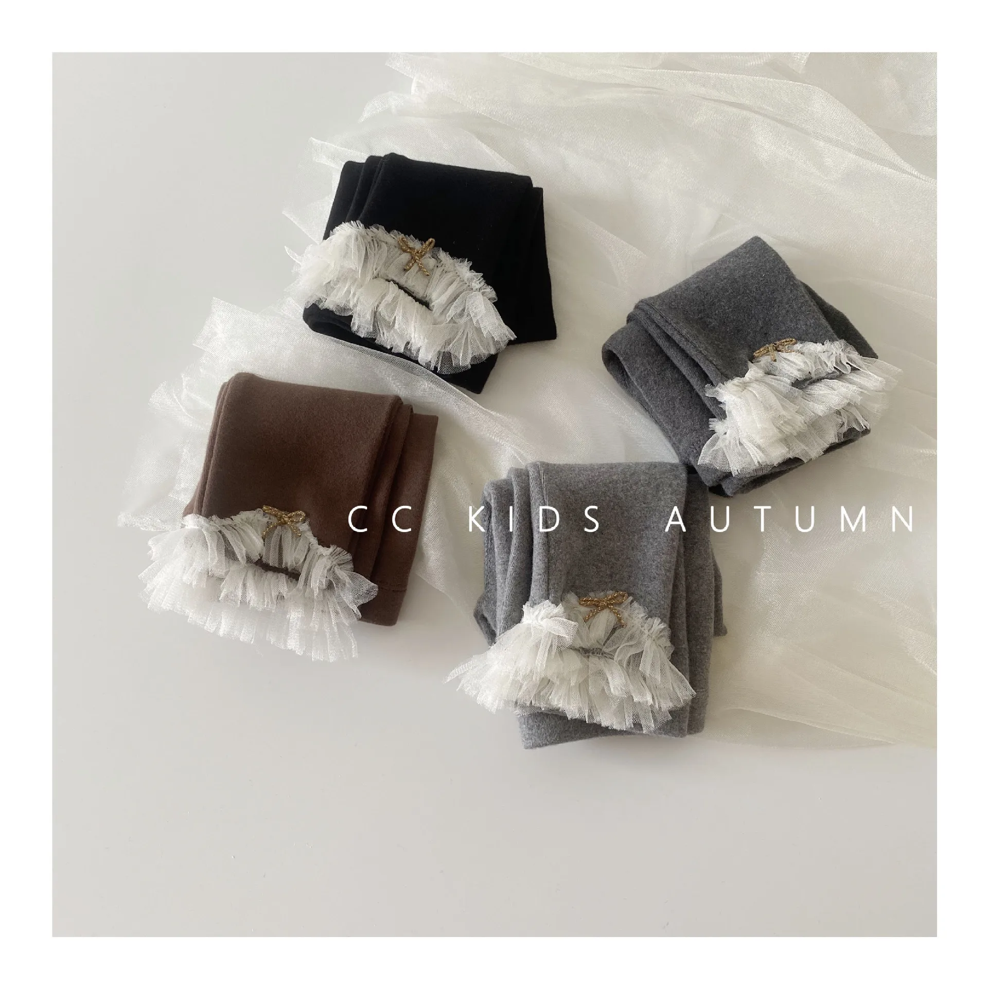 wholesale toddler fall winter warm thick soft cotton sweet ruffle lace kids little girl tights leggings custom