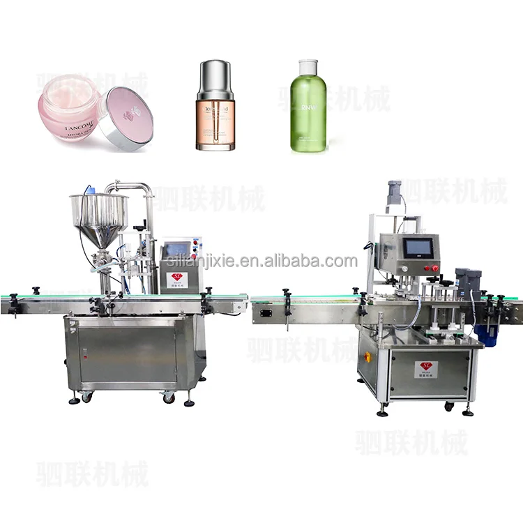Automatic cosmetic essence bottle filling and capping machine production line with automatic induction filling