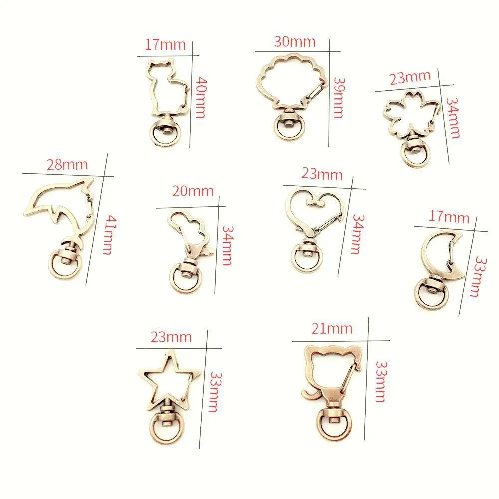 Wholesale Different Shape spring Keychain Custom Lobster Clasp Keychain Metal Snap Hook Clip Swivel key chains Accessory Keyring