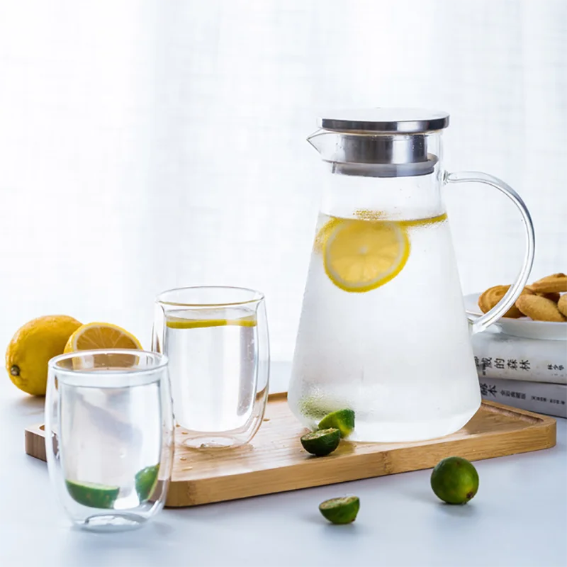 Borosilicate glass teapot China factory custom Glass pitcher with stainless steel lid