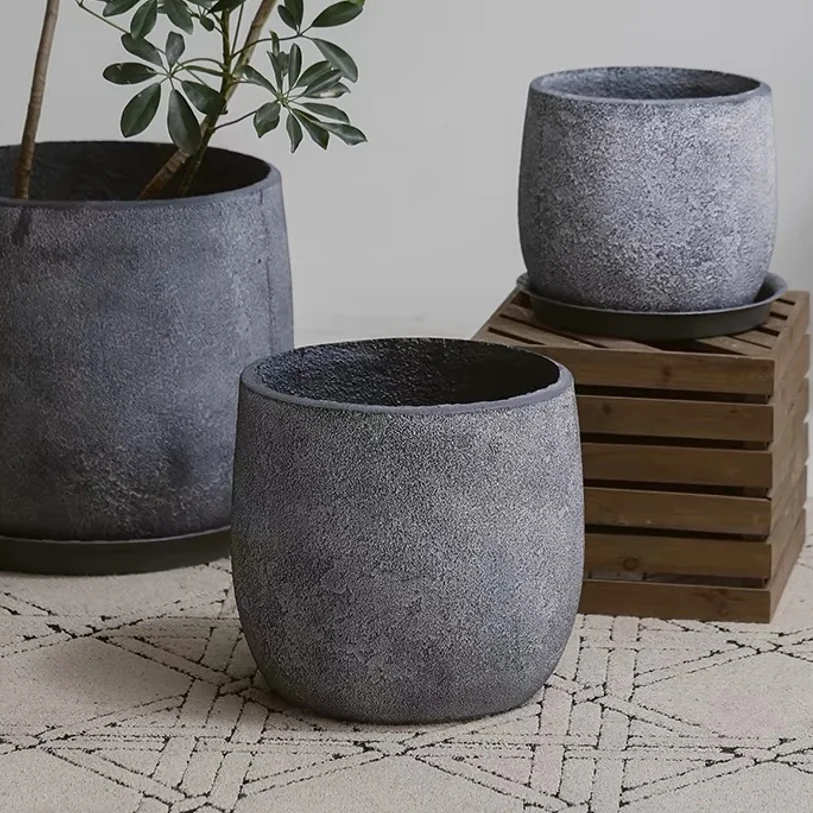 Retro design style garden decorative floor flower pots planters outdoor indoor decoration fiber clay pot.png