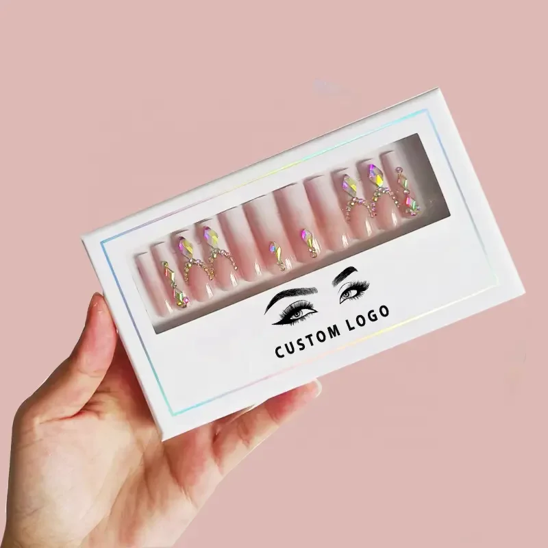 Luxury Designed False Nails Long Short Custom Logo With Box Press On Nails Artificial Nails With Glue For Woman
