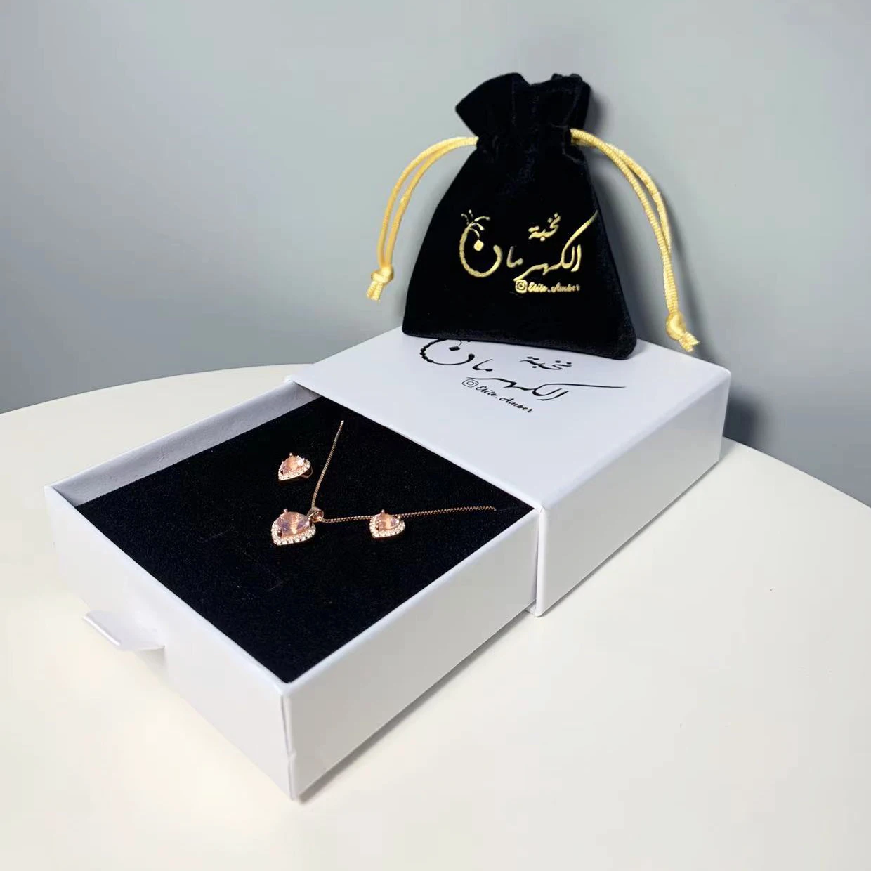 Customized Jewelry Box Jewelry Set Storage Necklace Earrings Jewelry Packaging Paper Bag Ring Box Sliding Drawer Box