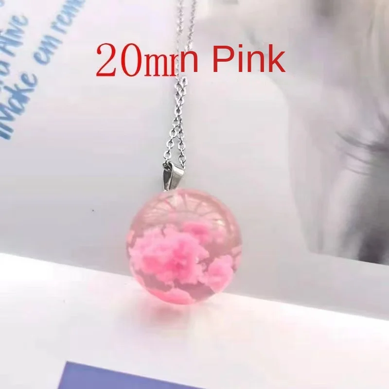 European American Creative Unisex Short Necklace Blue Sky White Clouds Mori Transparent Spherical Resin Pendant Ball Women