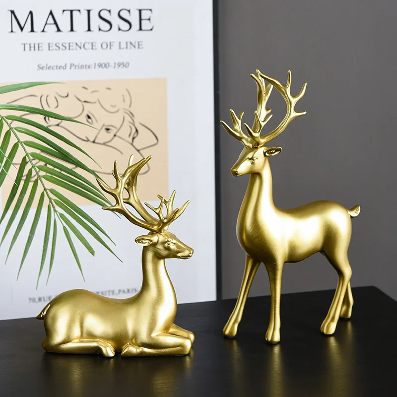 Home Decor Resin Crafts Nordic Deer Decoration Creative Office Store Home Decor Light Luxury High-end Animal Crafts Gift Set