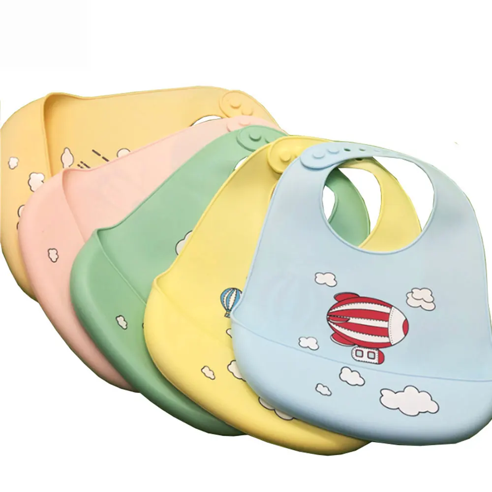 Hot Sale Custom Baby Food Silicone Divided Plate and Bibs Silicon Baby Bib Food Catcher Silicone Feeding Bibs